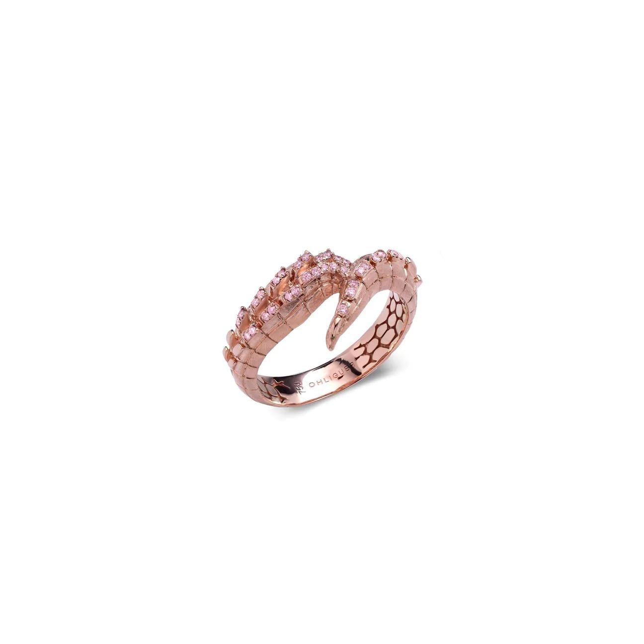 For Sale:  Croc Tail Ring in 18ct Rose Gold with Pink Argyle Diamonds 2