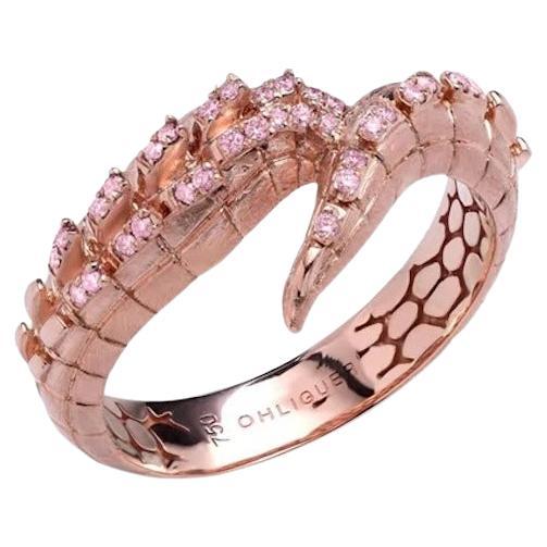 Bague en forme de queue de croco en or rose 18 carats avec diamants roses d'Argyle