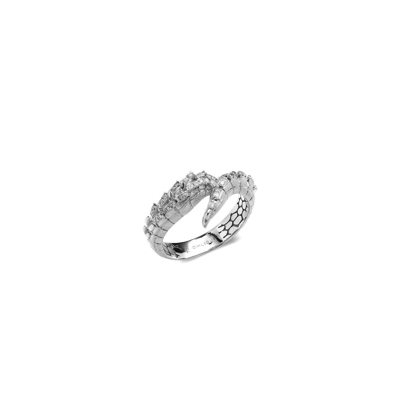 For Sale:  Croc Tail Ring in 18ct White Gold with Diamonds 2