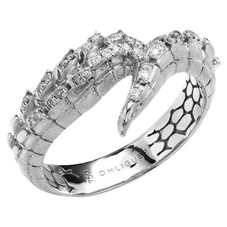 For Sale:  Croc Tail Ring in 18ct White Gold with Diamonds
