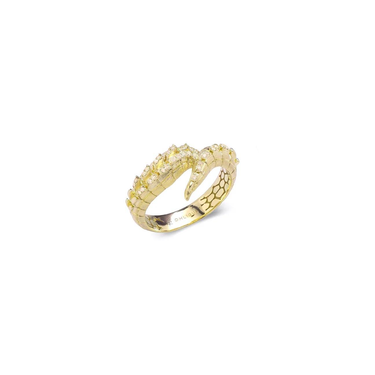 Im Angebot: Croc Tail Ring aus 18 Karat Gelbgold mit gelben Diamanten () 2