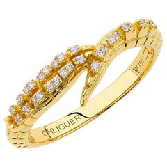 Croc Tail Ring Skinny in 18ct Yellow Gold with Diamonds
