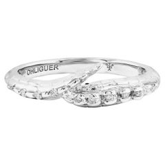 Bague « Croc Tail » Slender en or blanc 18 carats sertie de diamants taille brillant, OHLIGUER
