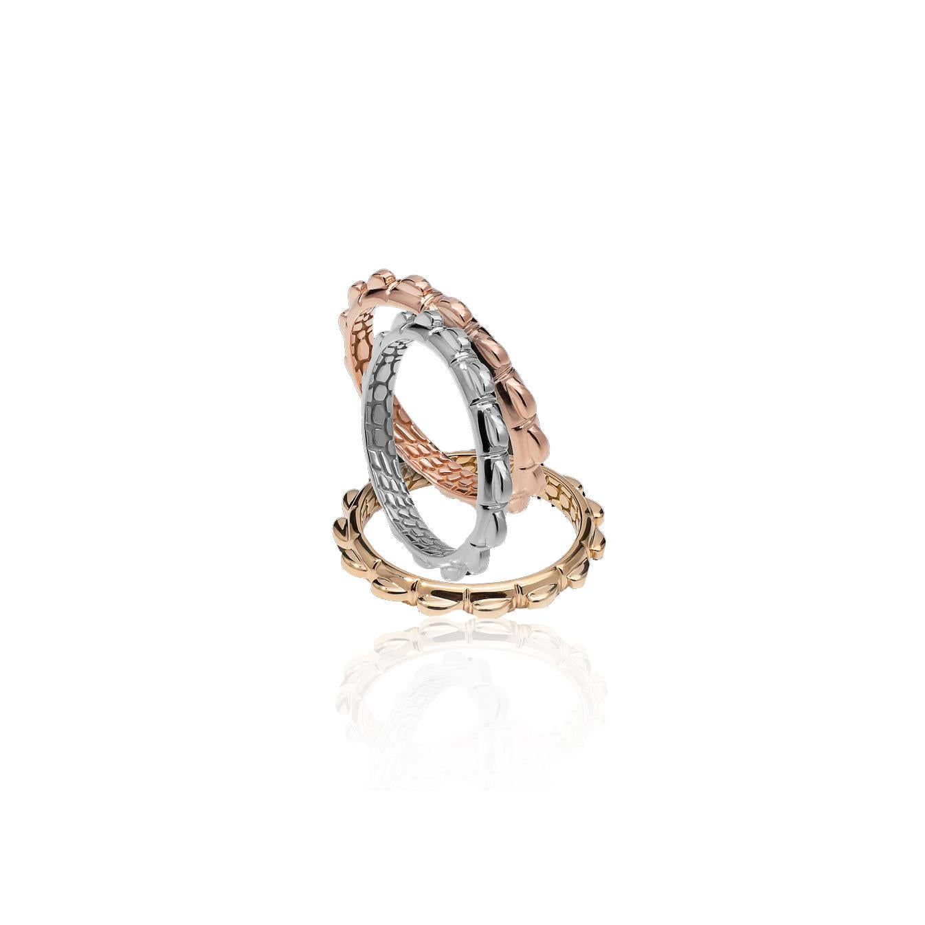 For Sale:  Spiked Croc Tail Stacker Ring in 18ct Rose Gold with filigree  3