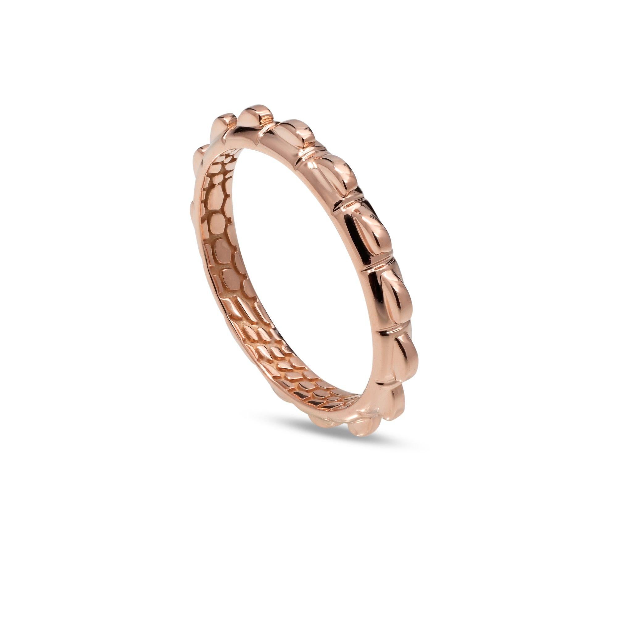 For Sale:  Spiked Croc Tail Stacker Ring in 18ct Rose Gold with filigree  6