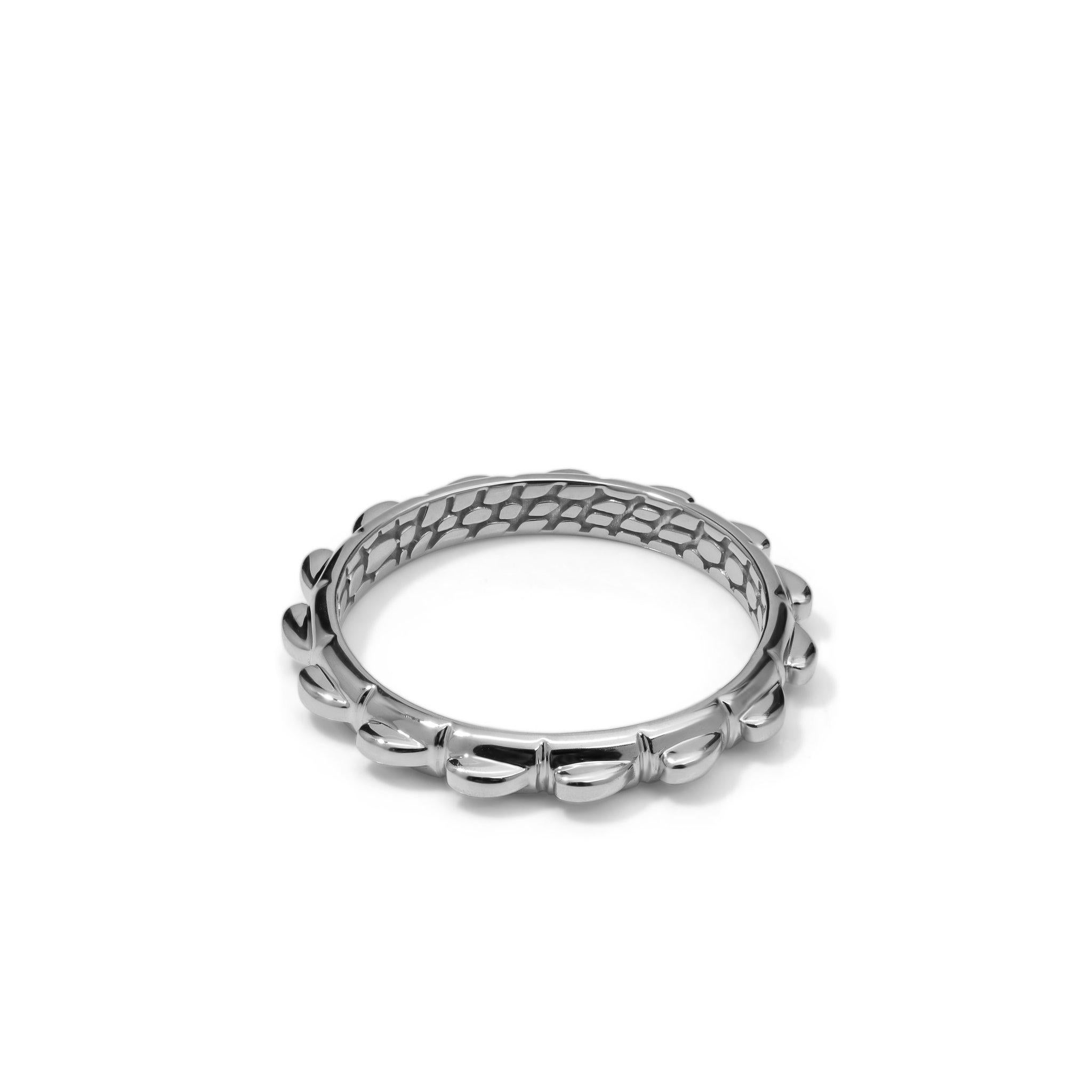 For Sale:  Spiked Croc Tail Stacker Ring in 18ct White Gold with filigree  4