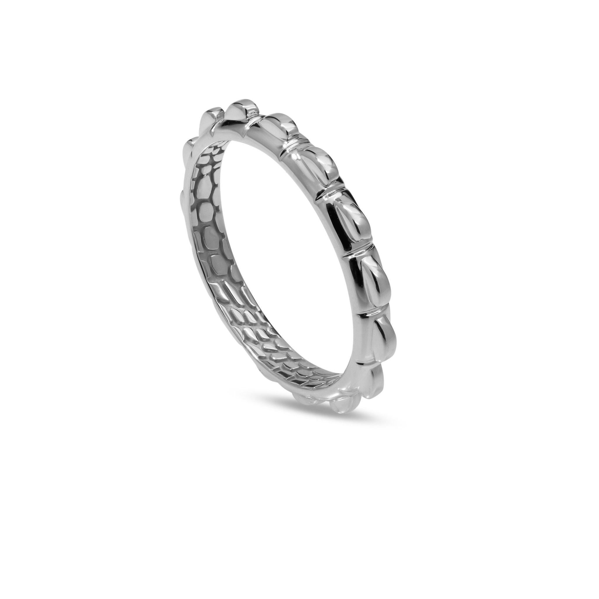 For Sale:  Spiked Croc Tail Stacker Ring in 18ct White Gold with filigree  5