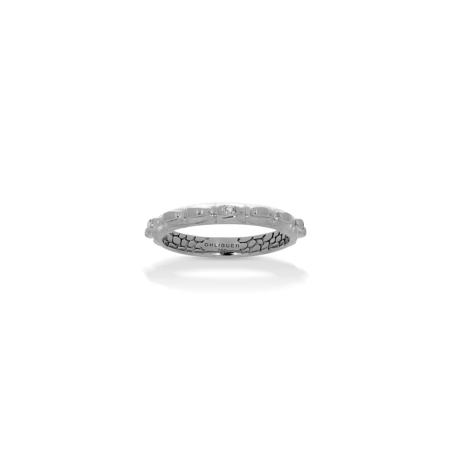 For Sale:  Croc Tail Stacker Ring in 18ct White Gold with White Diamonds 14