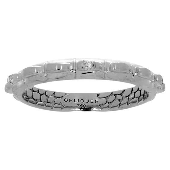 Croc Tail Stacker Ring in 18ct White Gold with White Diamonds