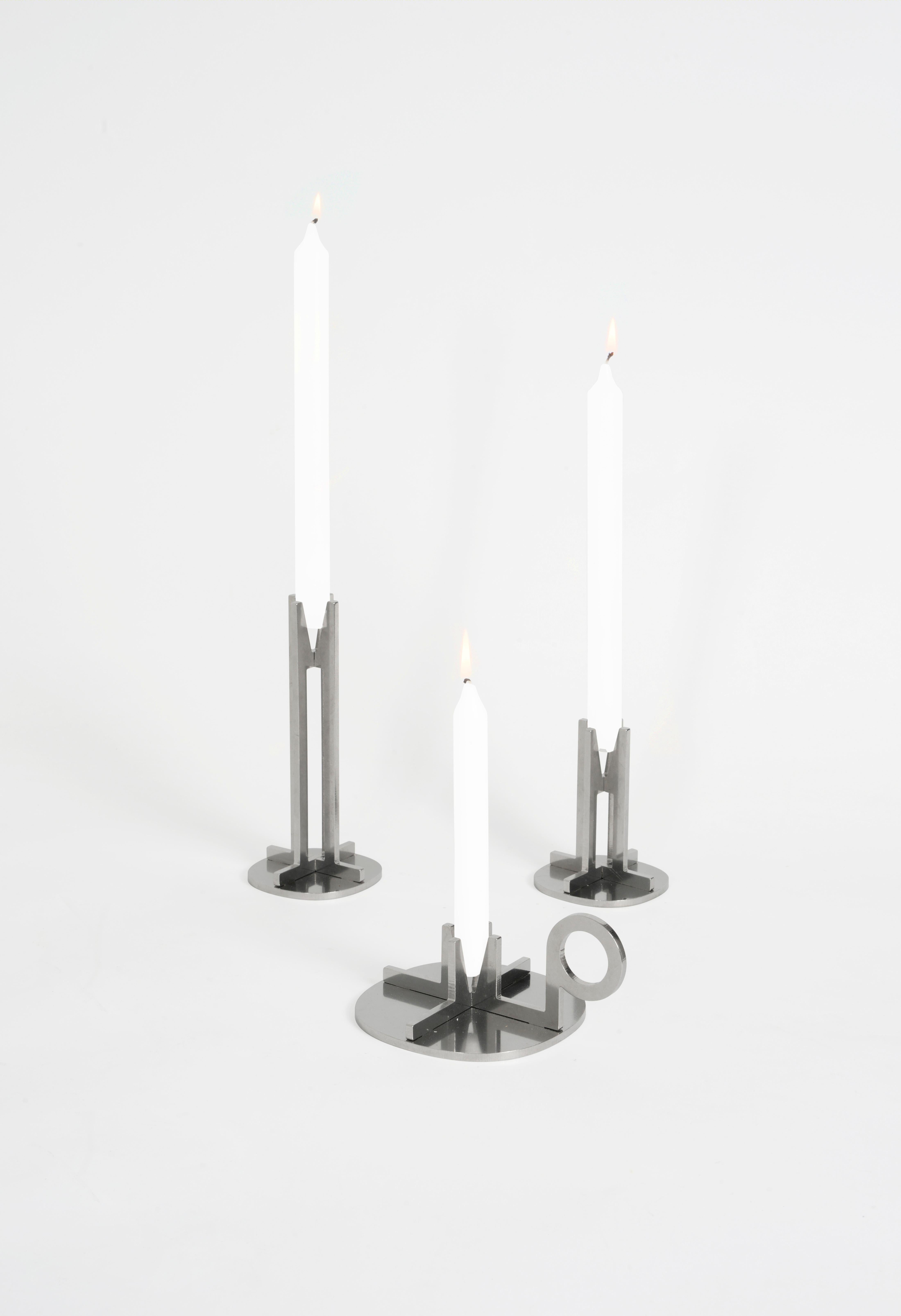 Post-Modern Crocera Stainless Steel Candle Holder Design Enrico Girotti, Made by Lapiega