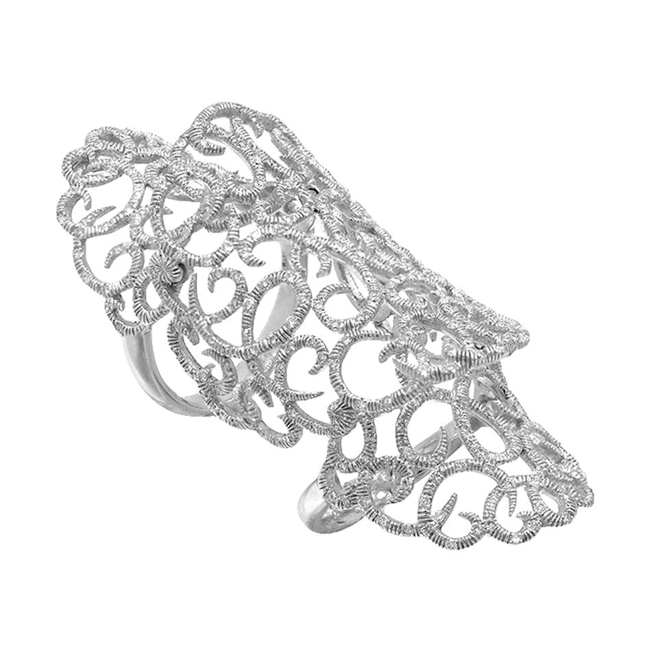 Crochet Fine Jewelry Weißer Diamant-Ring aus 18 Karat Gold im Angebot