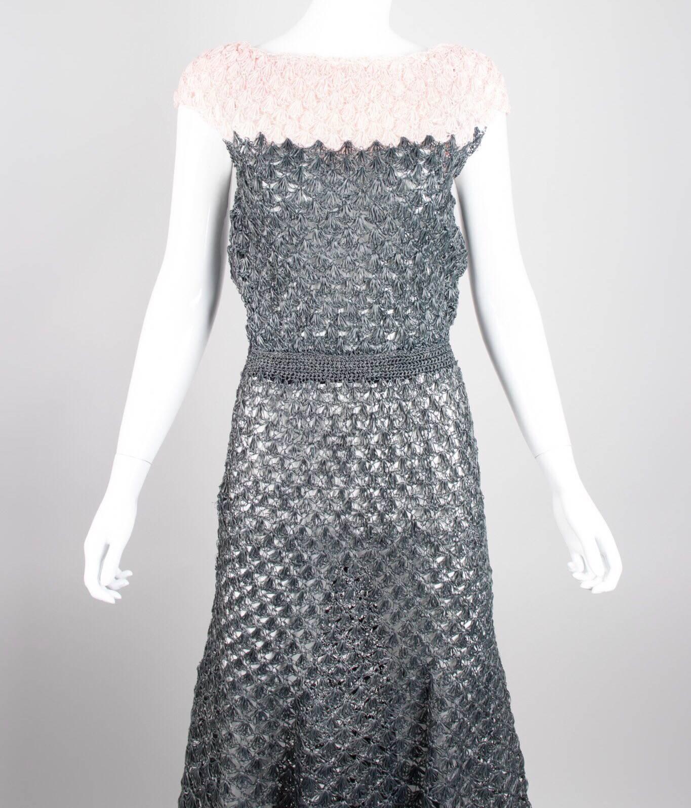 Crochet Raffia Dress circa 1950s  4