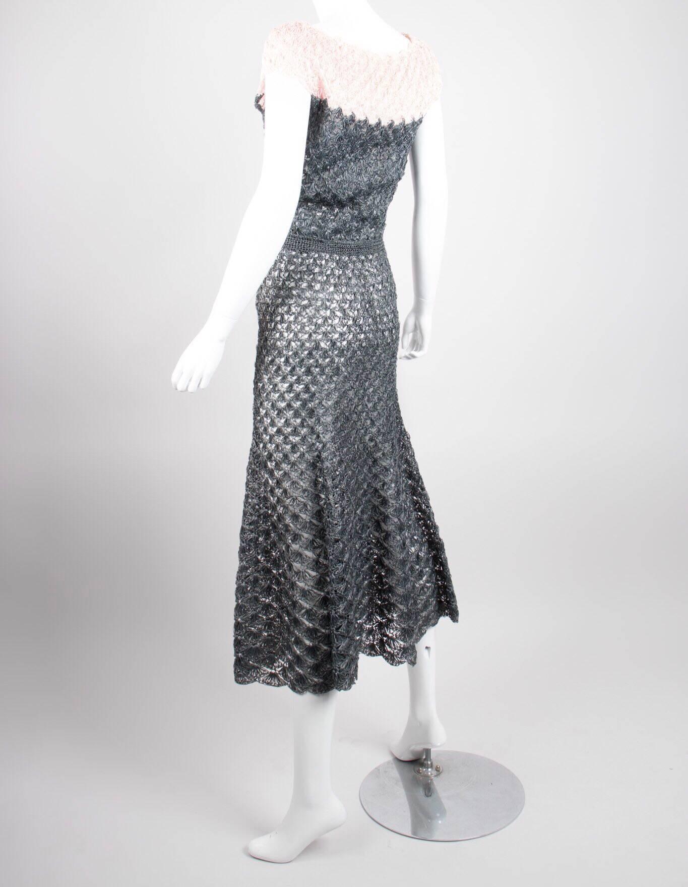 Crochet Raffia Dress circa 1950s  In Excellent Condition In Scottsdale, AZ
