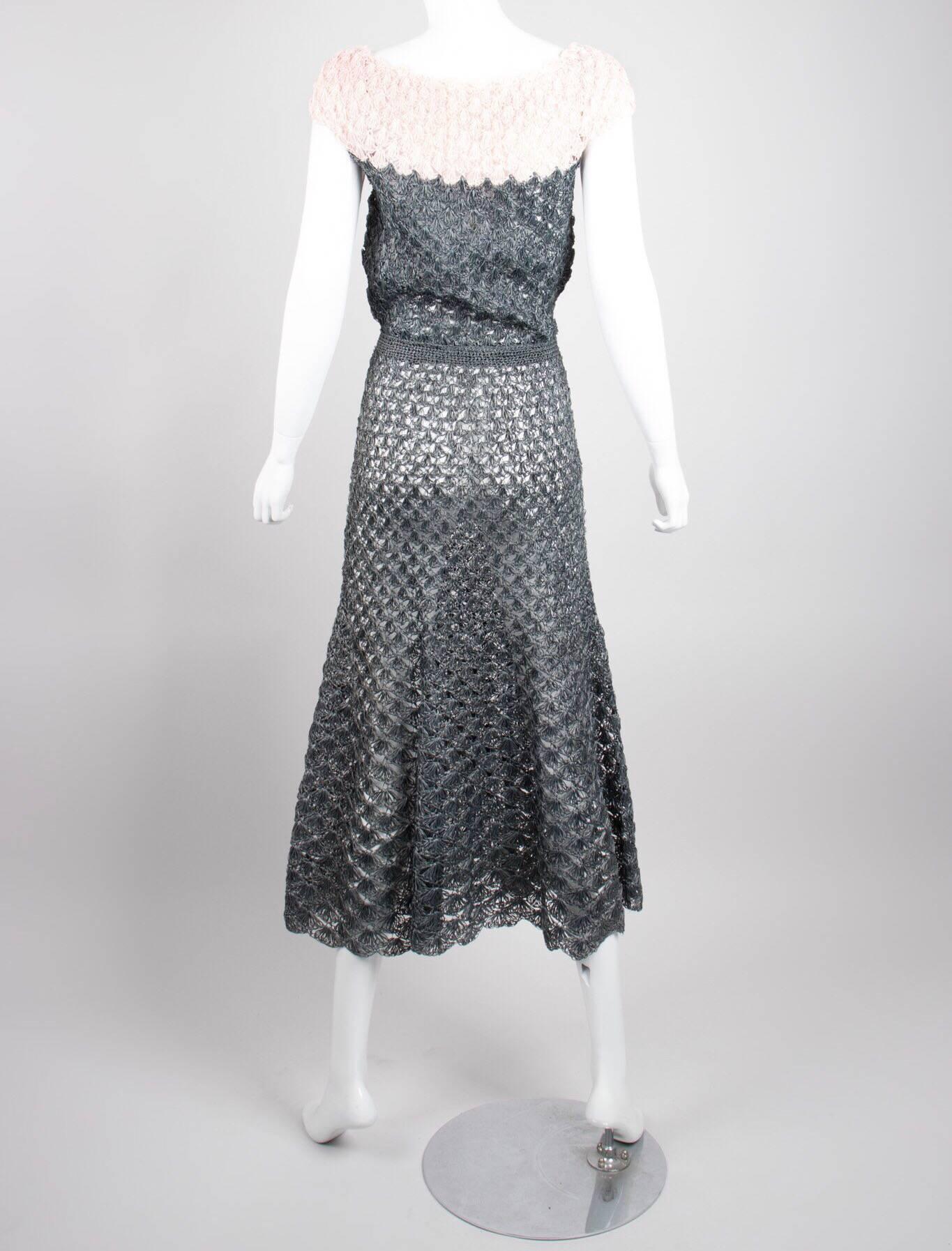 Crochet Raffia Dress circa 1950s  3