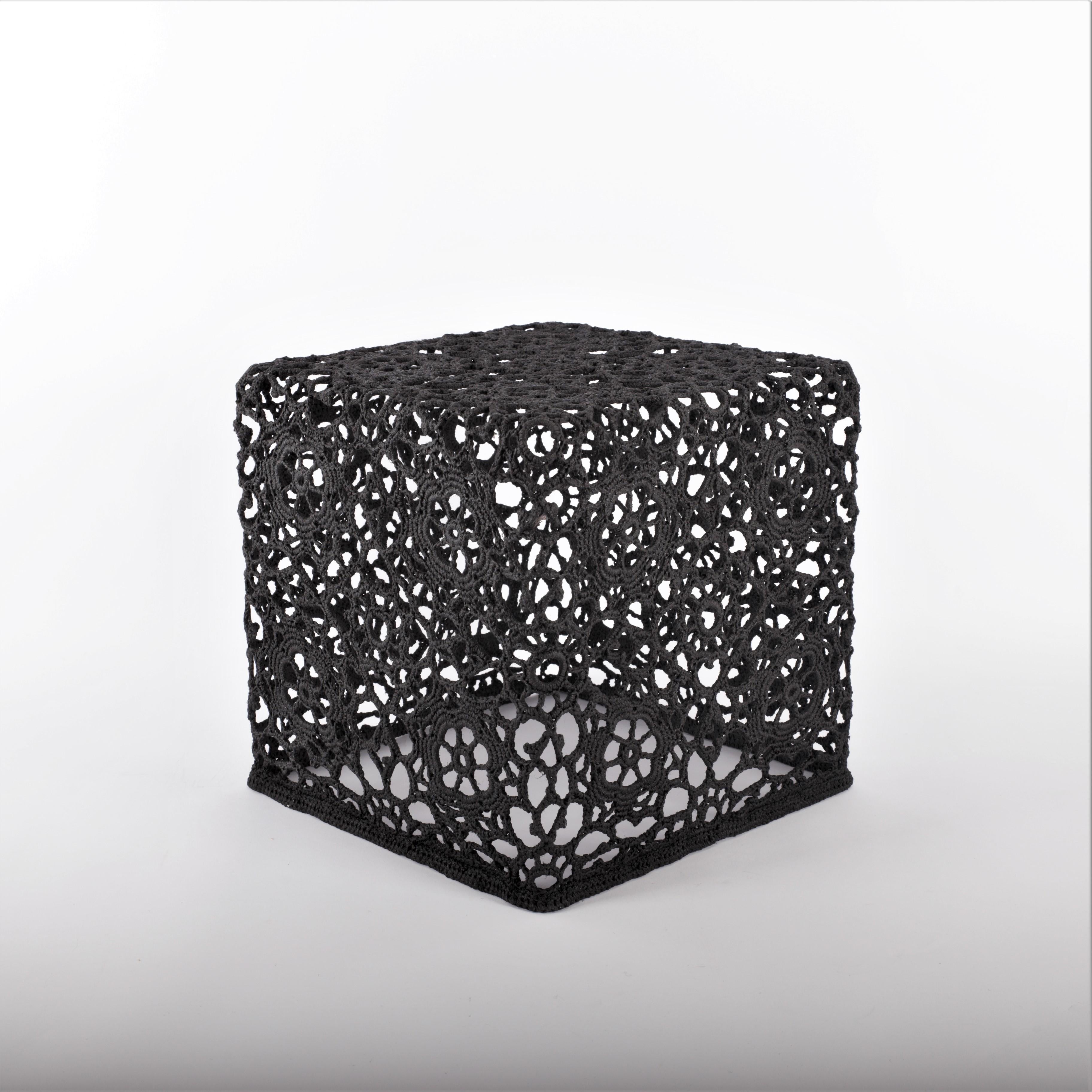 Dutch Crochet Side Table, Special Black 3, by Marcel Wanders, 2007 For Sale