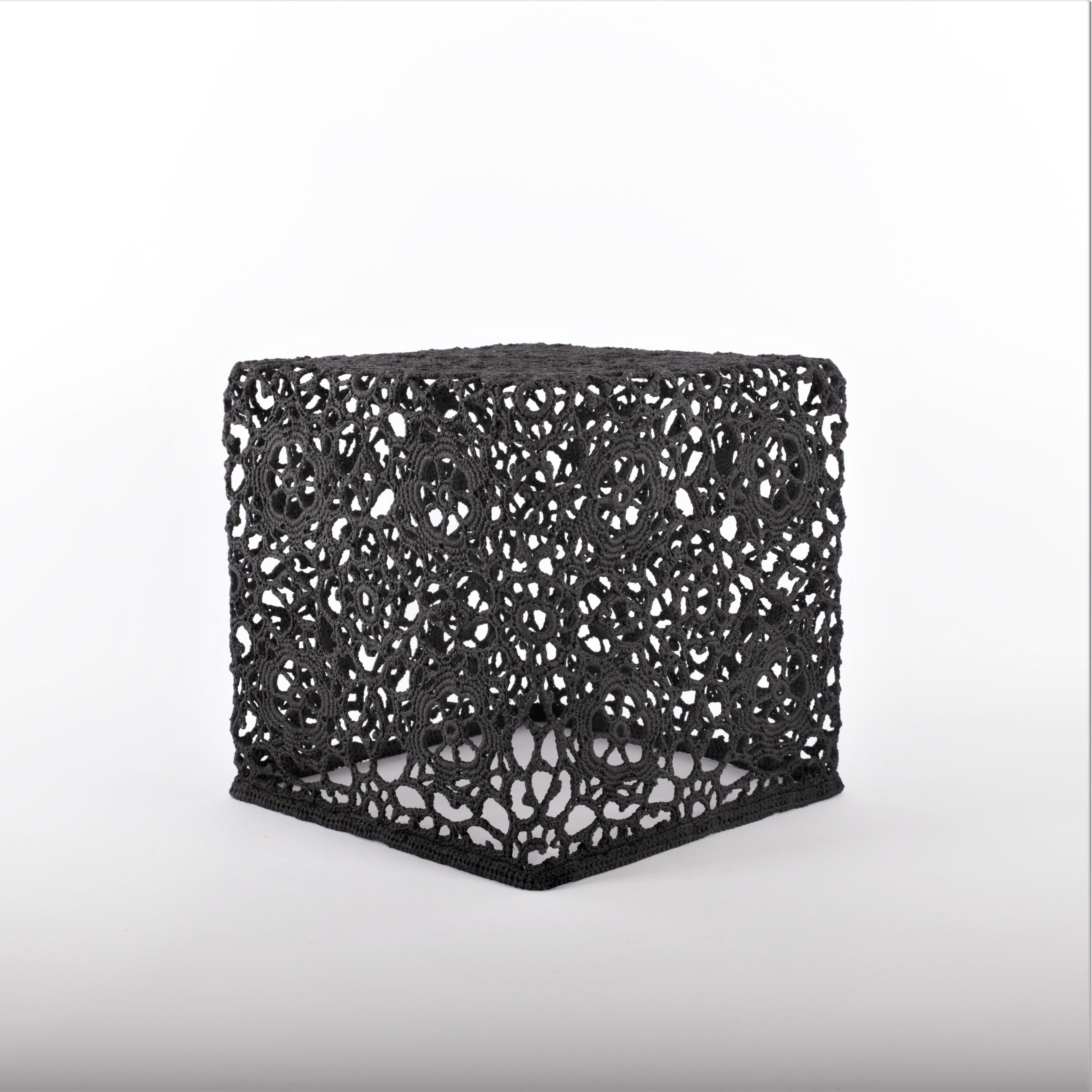 Contemporary Crochet Side Table, Special Black 3, by Marcel Wanders, 2007 For Sale