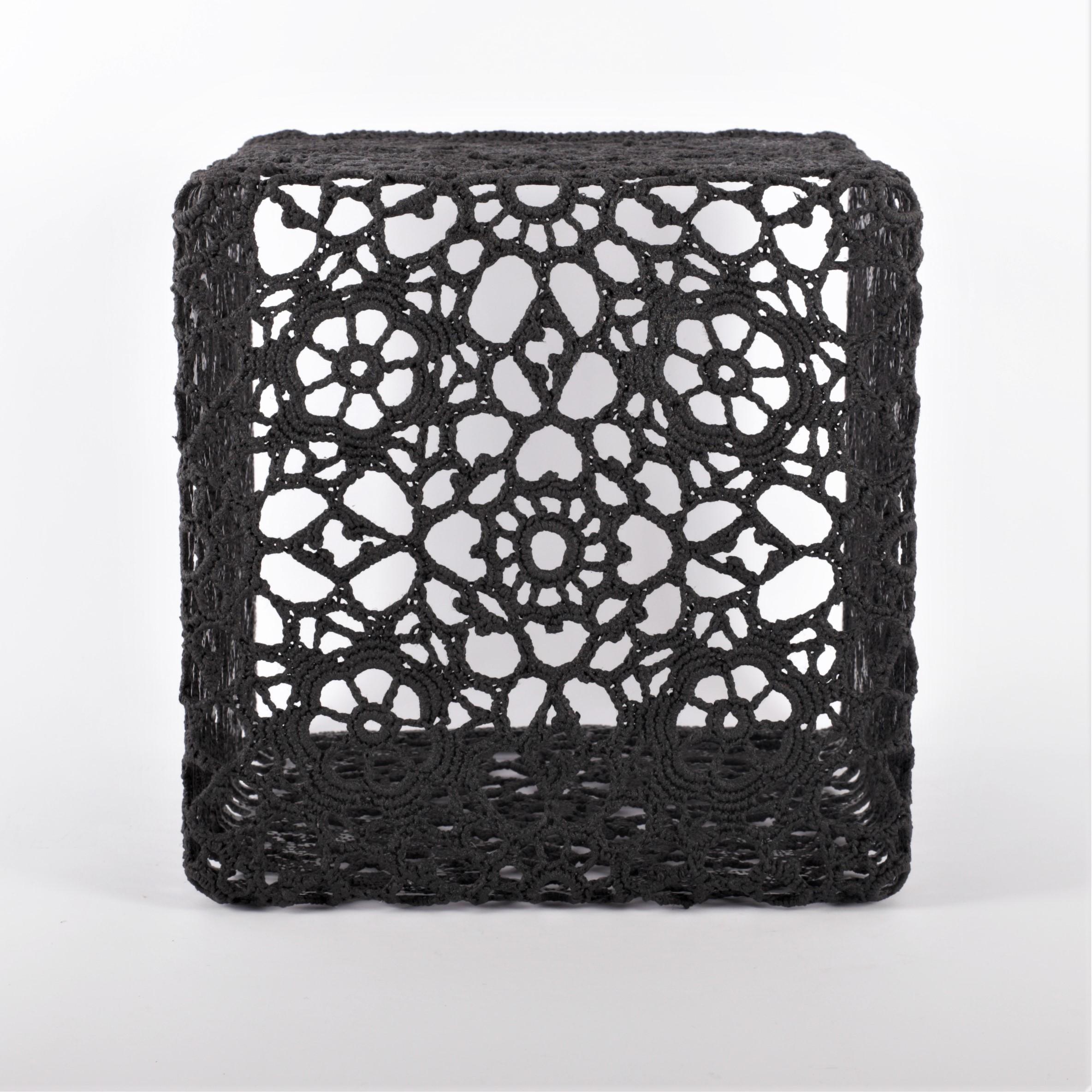 Rope Crochet Side Table, Special Black 3, by Marcel Wanders, 2007 For Sale