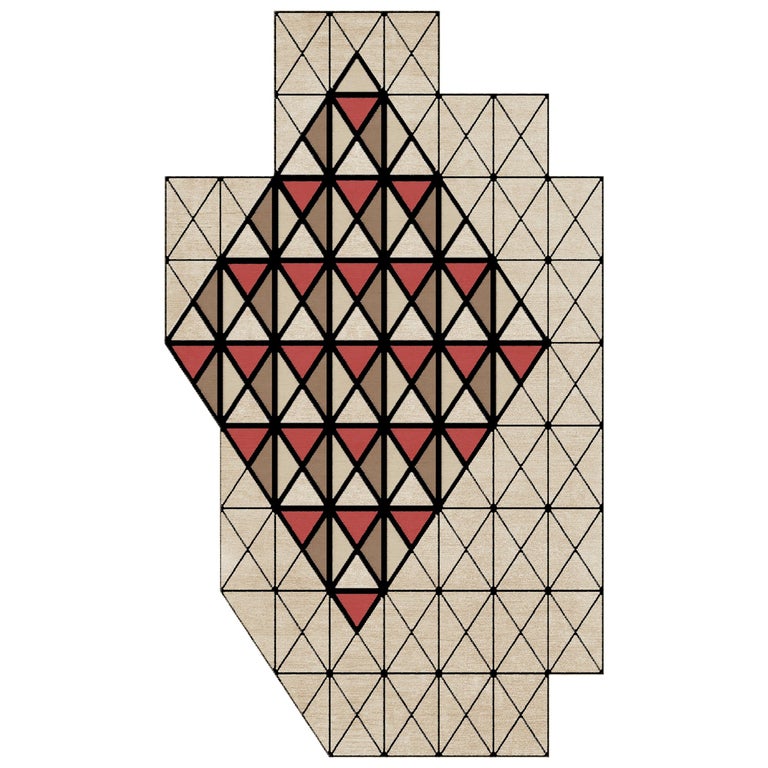 Teppich "Croci I" aus handgeknüpfter Wolle und Baumwolle 1