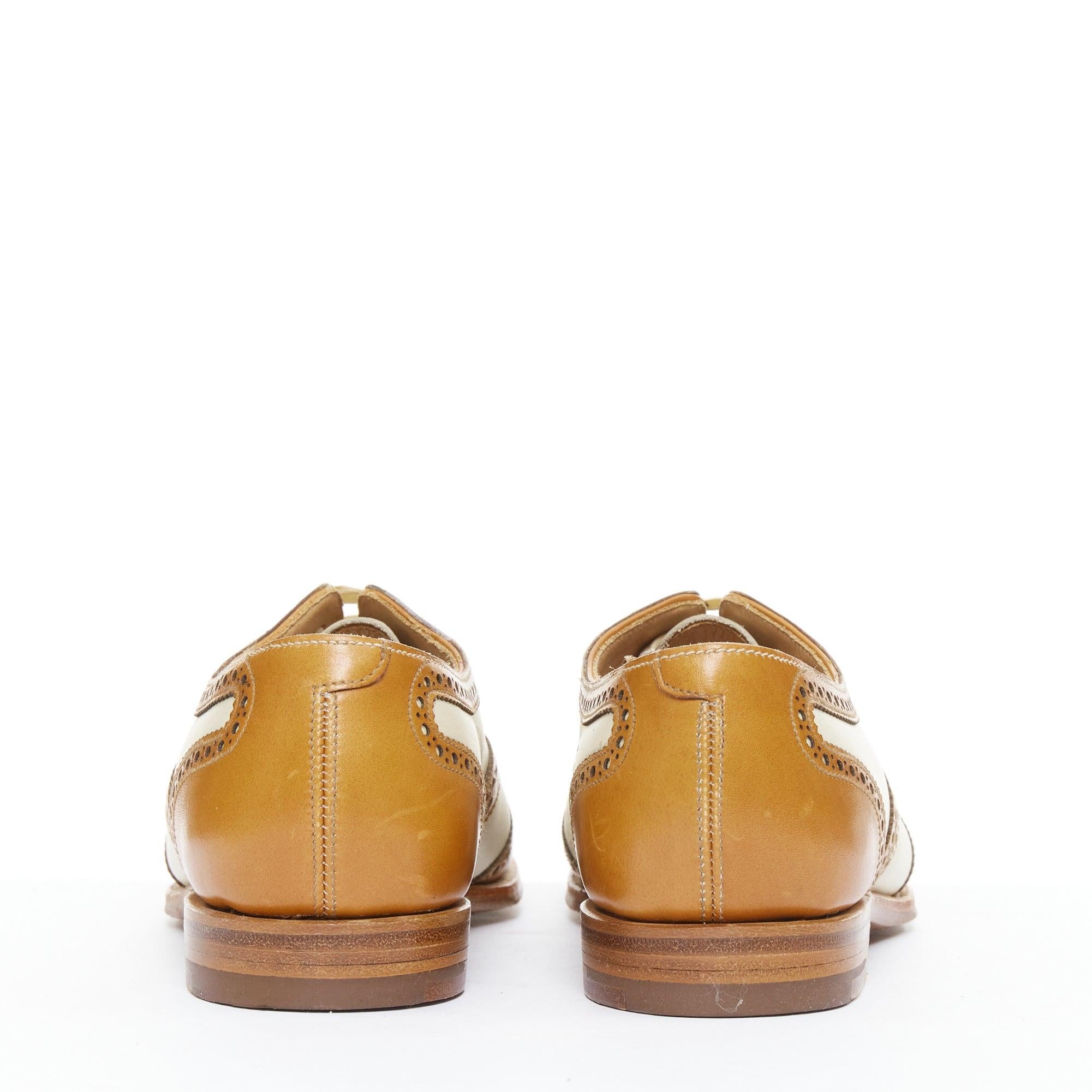 CROCKETT AND JONES Alice Browne brogue à bouts papillons en cuir marron nude UK7 EU40 Pour femmes en vente