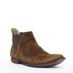 CROCKETT & JONES Chelsea dark brown repello suede almond ankle boot UK6.5 EU40.5