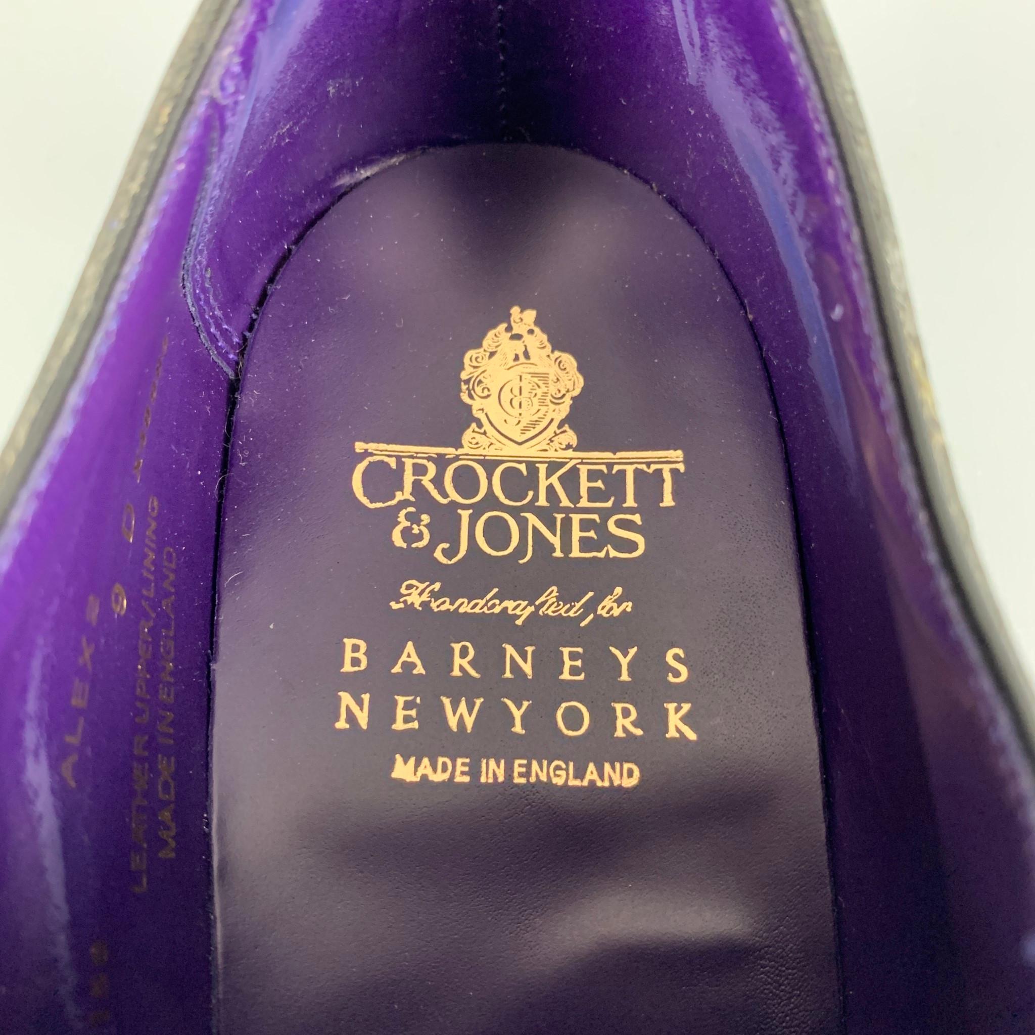Men's CROCKETT & JONES for BARNEYS NEW YORK Size 10 Black Leather Lace Up Loafers