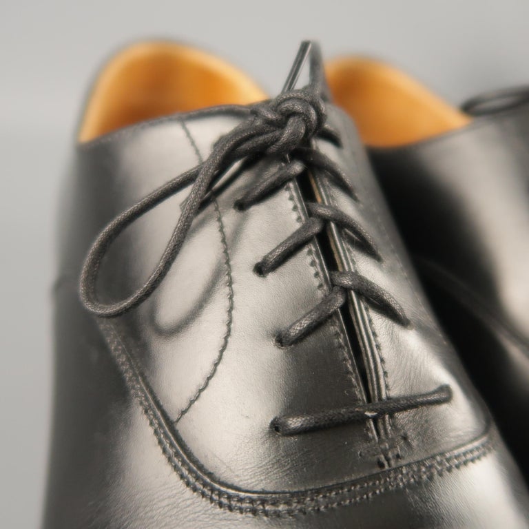 CROCKETT and JONES Size 8 Black Solid Leather Cap Toe Lace Up at 1stdibs