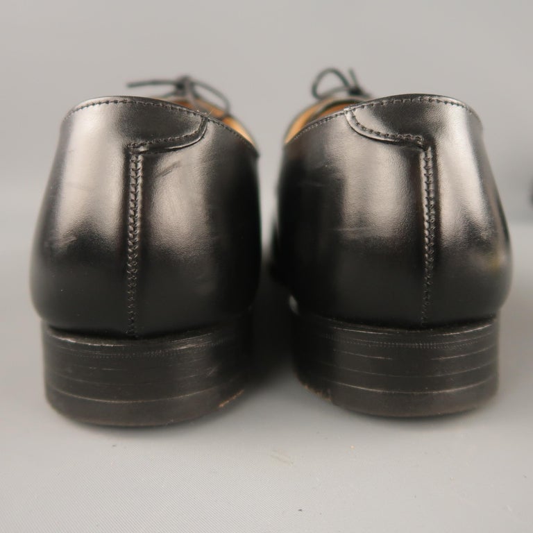 CROCKETT and JONES Size 8 Black Solid Leather Cap Toe Lace Up at 1stdibs