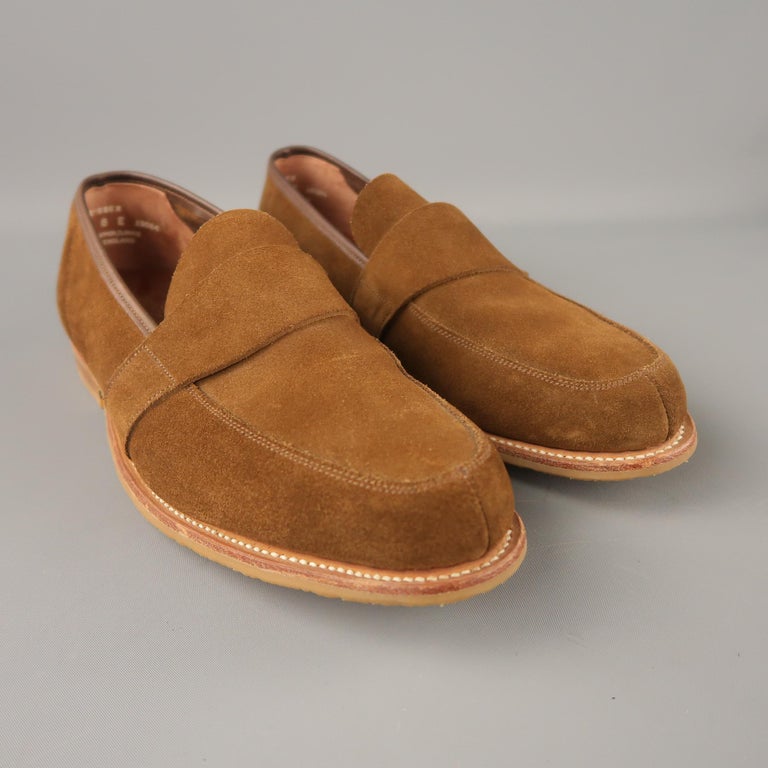 CROCKETT and JONES Size 9 Light Brown Solid Leather Penny Loafers at ...