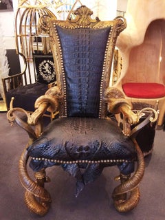 Croco Black and Horns Armchair