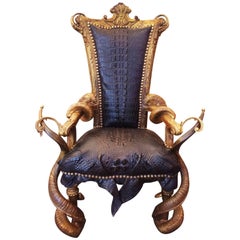 Croco Black and Horns Armchair