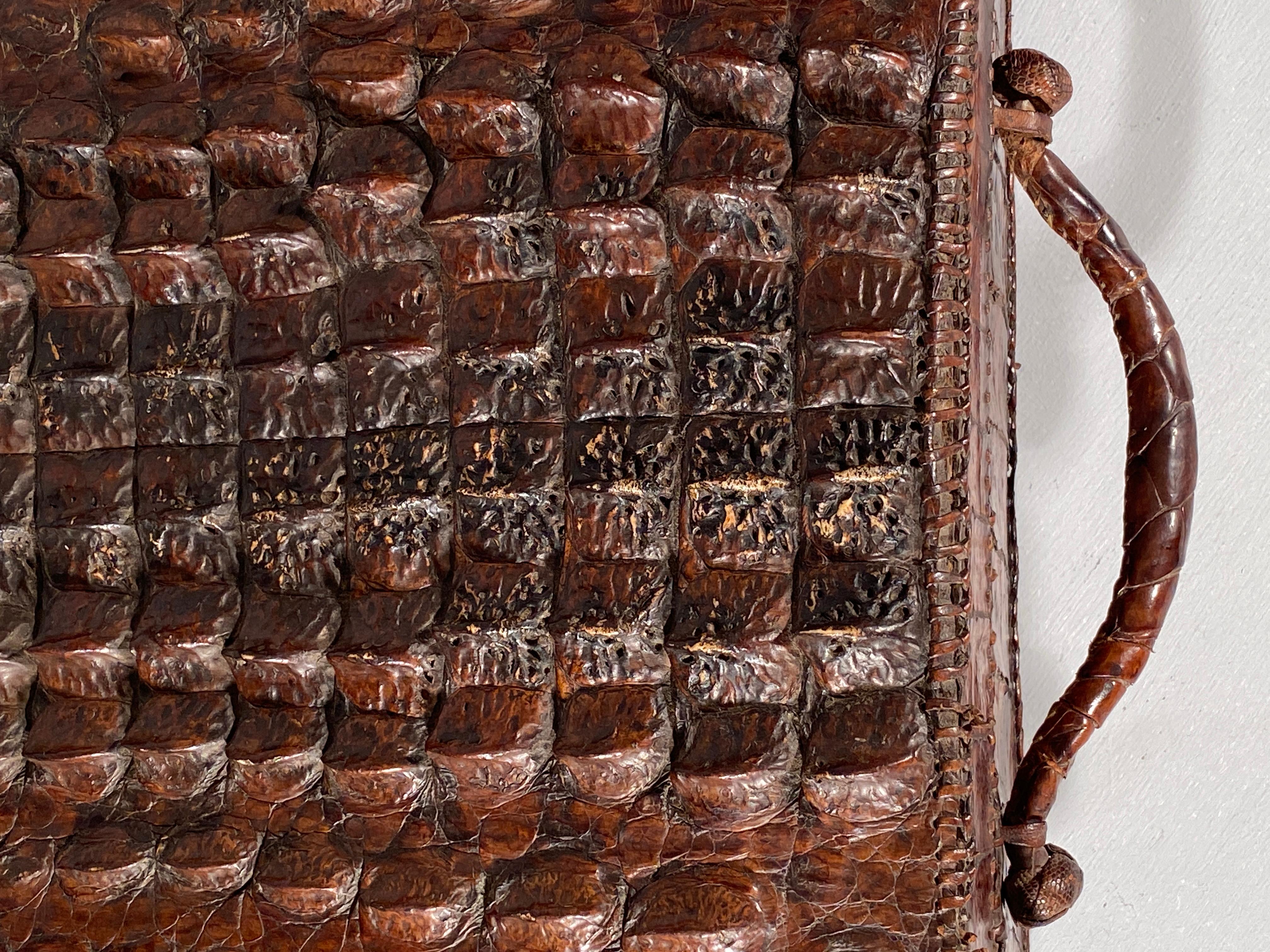 Valise de rangement en cuir de crocodile Alligator Hornback en vente 2