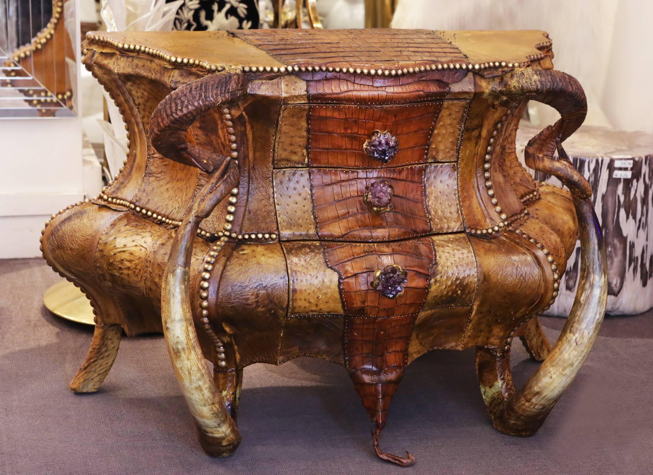 French Crocodile and Amethyst Chest of Drawers For Sale