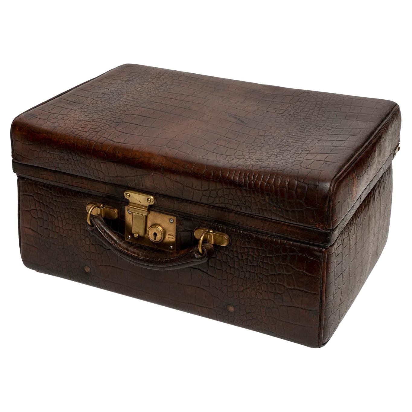 Crocodile Attache Briefcase Overnight Case Intérieur cuir original