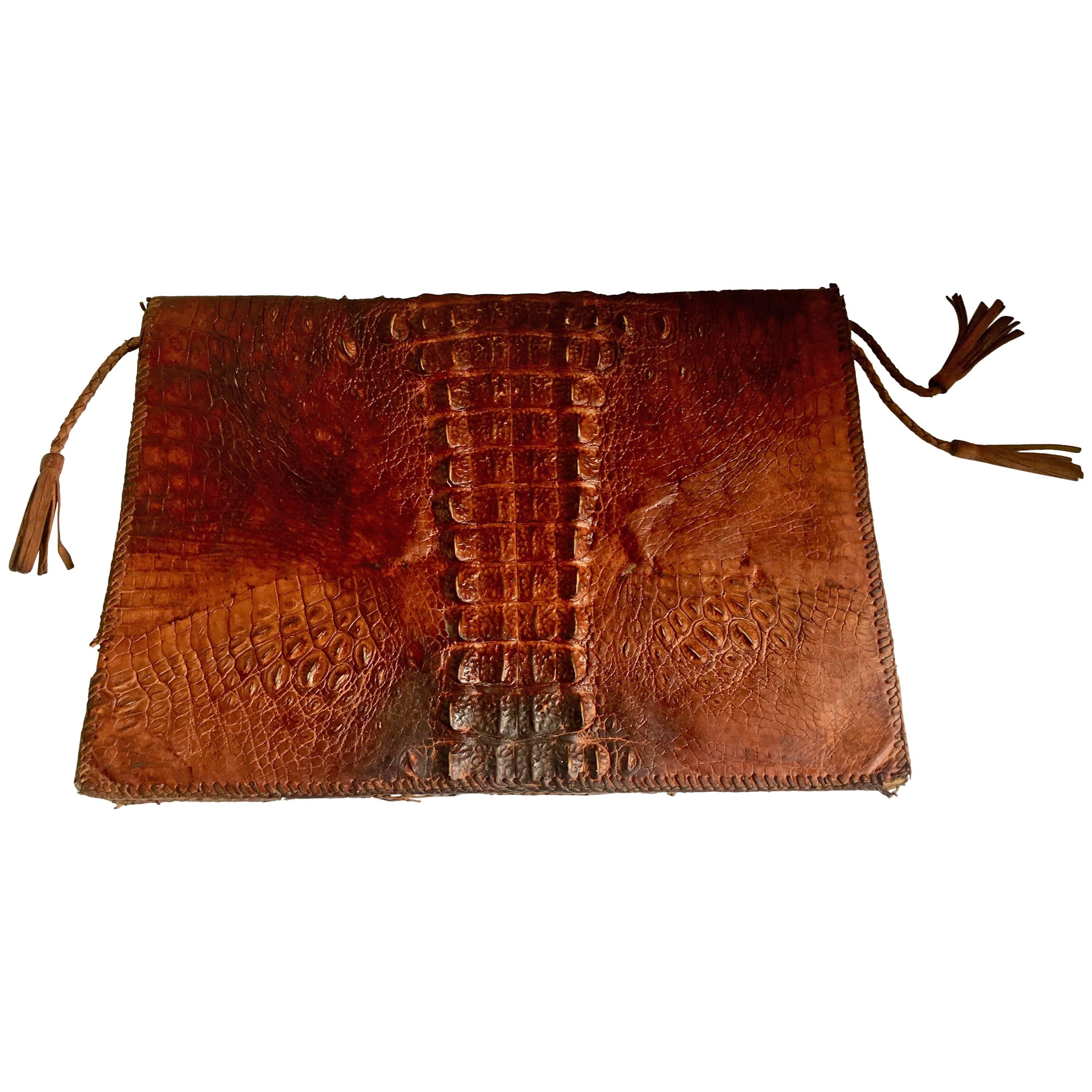 Krokodil- Attache-Portfolio mit Innentasche mit Reißverschluss im Angebot