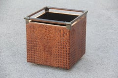 Crocodile Bar Portable Italian Design 1970s Brass Lucite Brown Magazine Rack