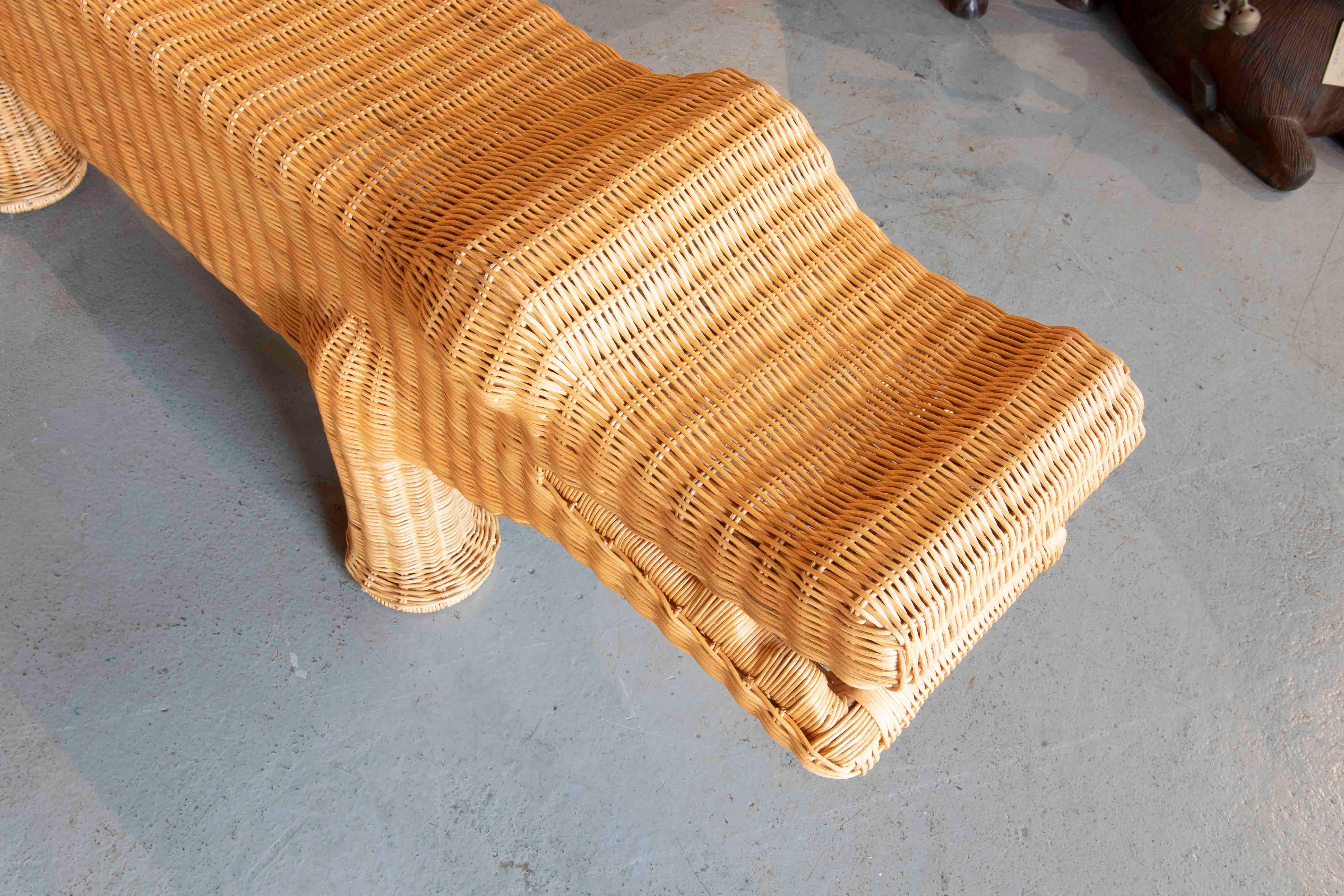Banc Crocodile en osier avec structure en fer dans les tons bruns en vente 6