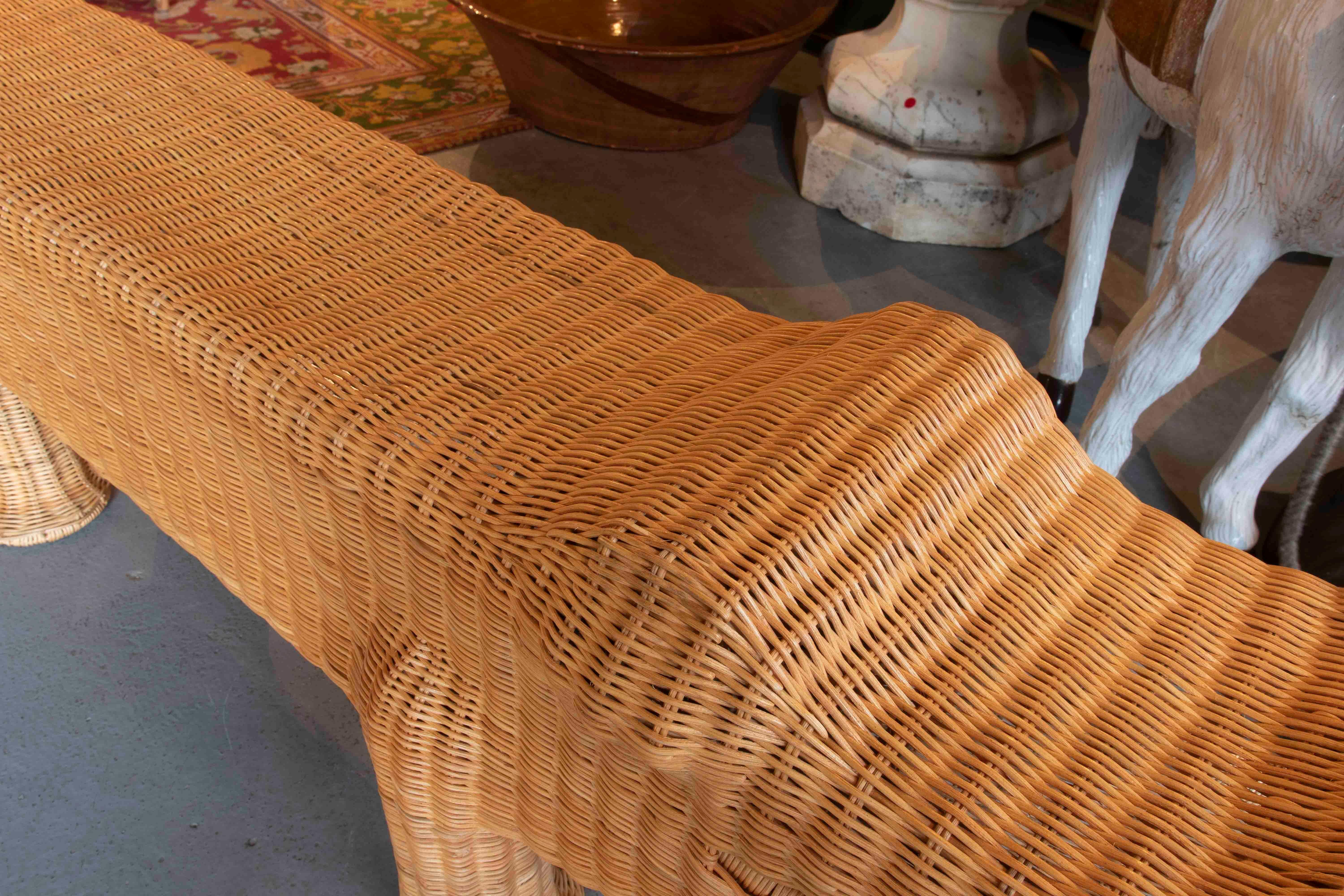 Banc Crocodile en osier avec structure en fer dans les tons bruns en vente 2
