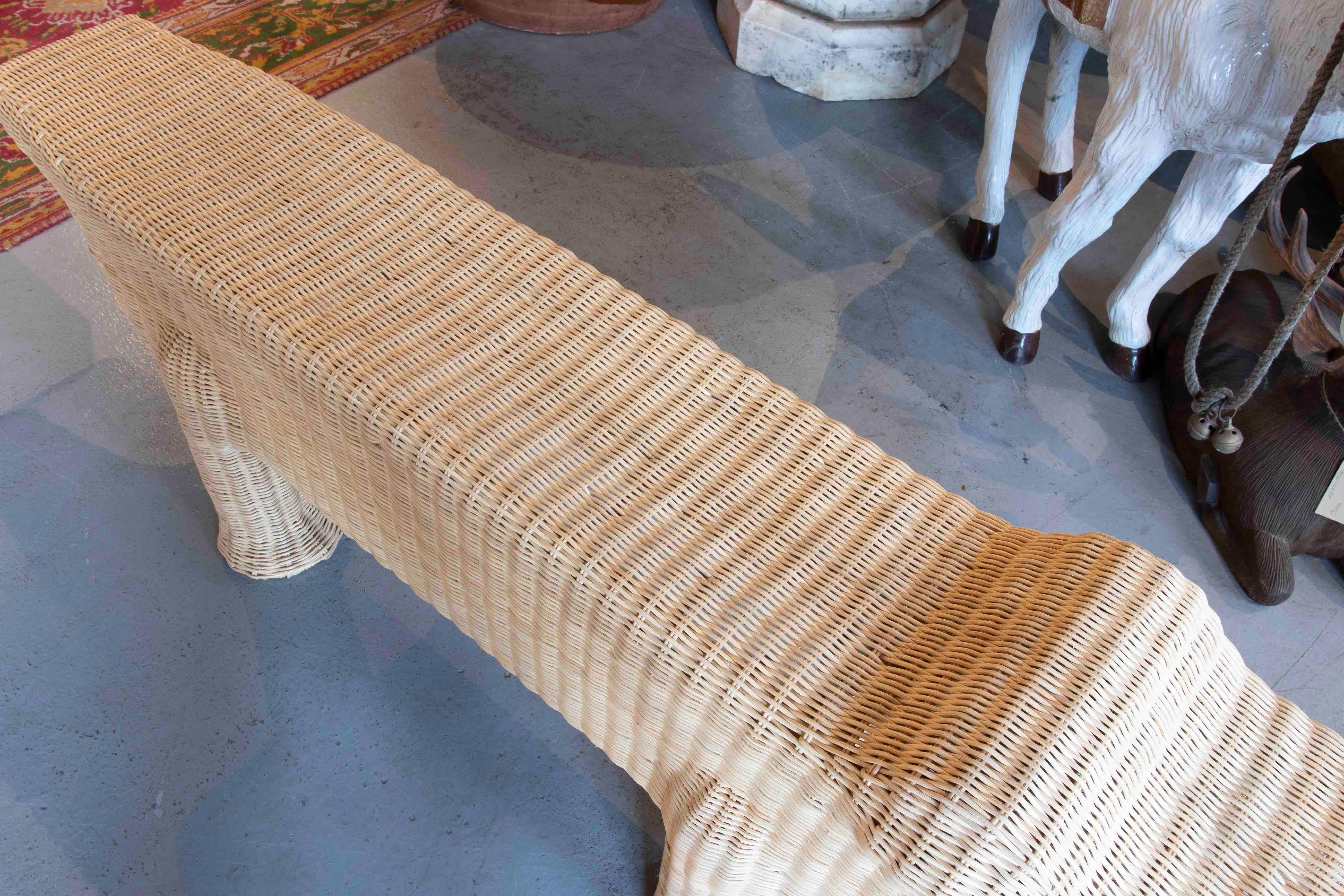 Banc Crocodile en osier avec structure en fer dans le ton Naturel en vente 6