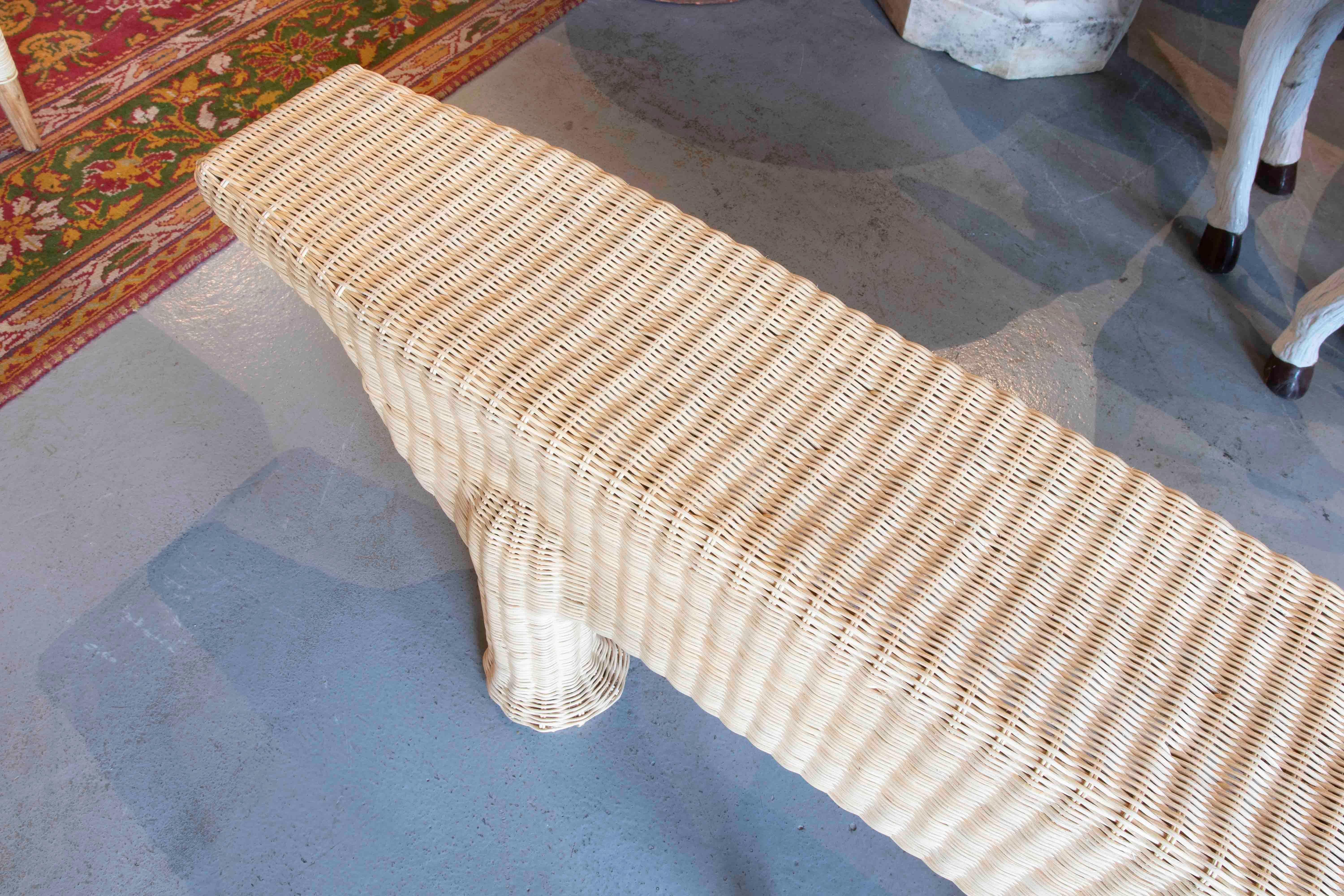 Banc Crocodile en osier avec structure en fer dans le ton Naturel en vente 7