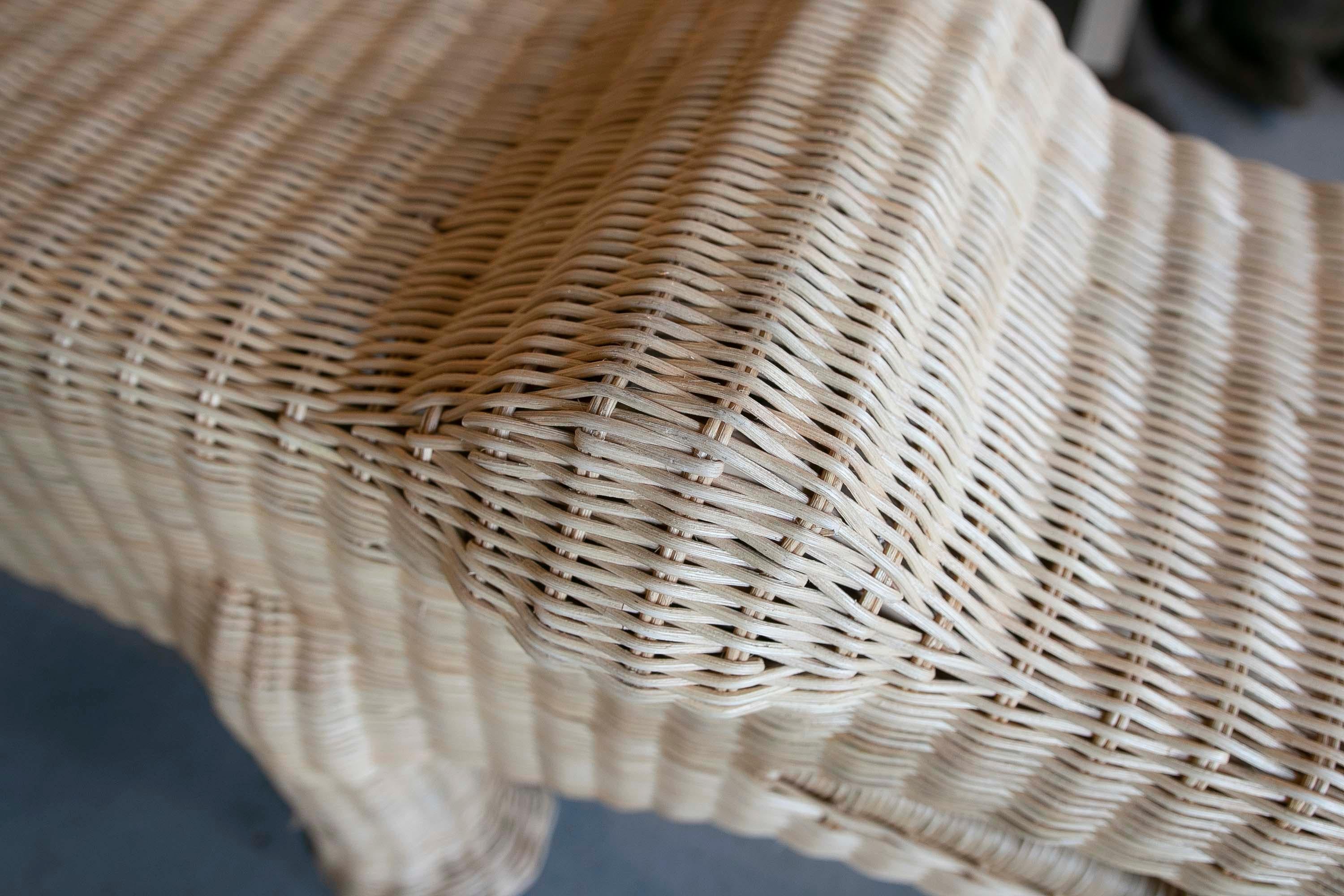 Banc Crocodile en osier avec structure en fer dans le ton Naturel en vente 8