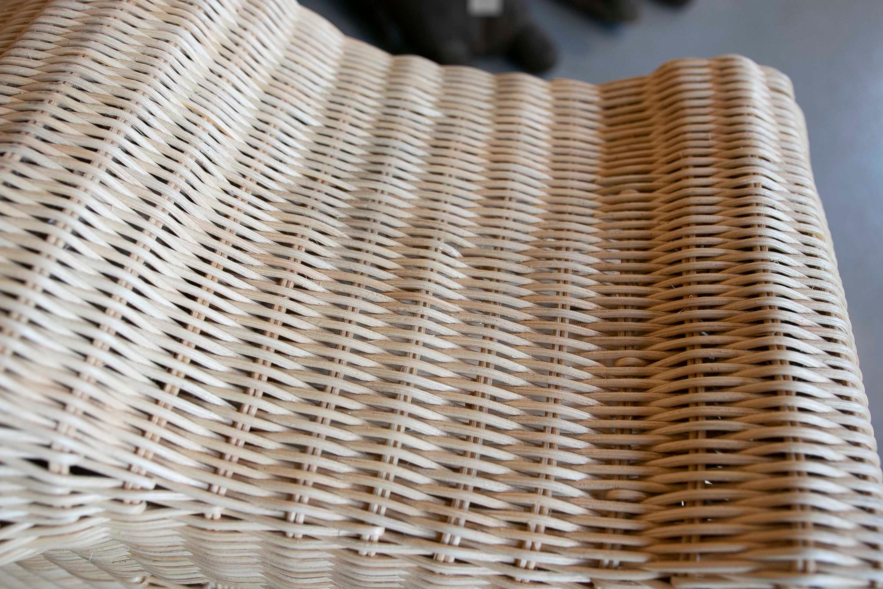 Banc Crocodile en osier avec structure en fer dans le ton Naturel en vente 9