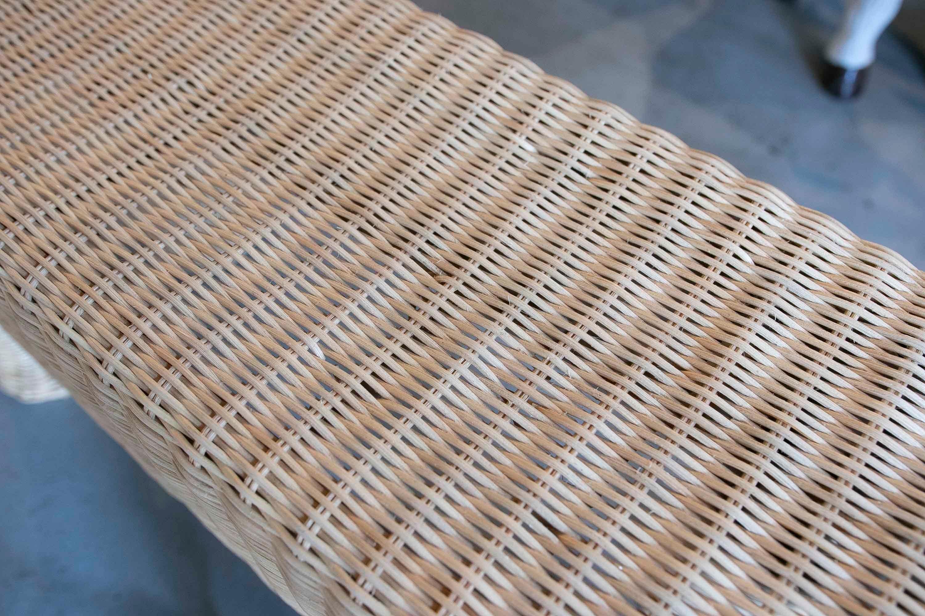 Banc Crocodile en osier avec structure en fer dans le ton Naturel en vente 10