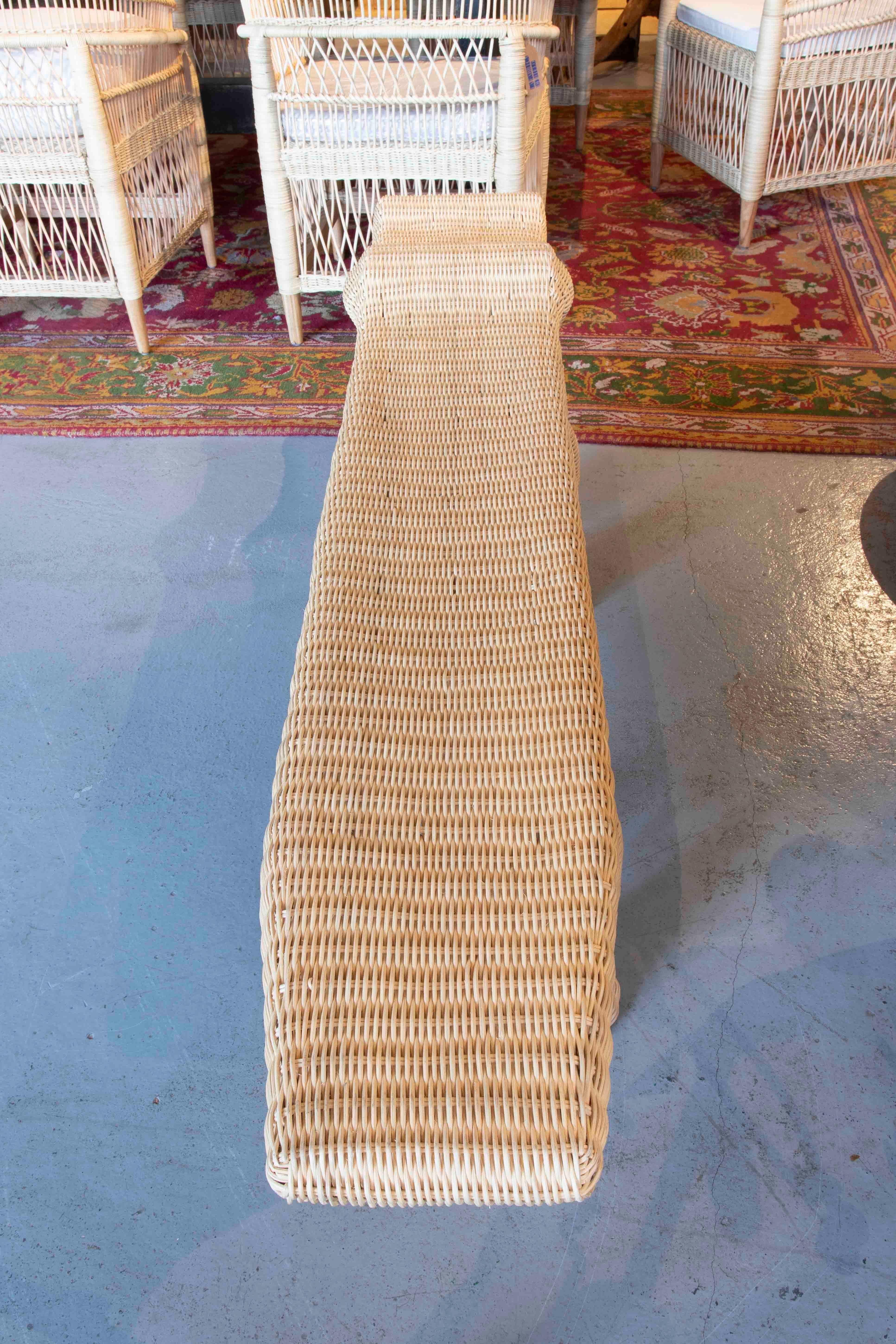 Crocodile Bench Made of Wicker with Iron Structure in Natural Tone In Good Condition In Marbella, ES