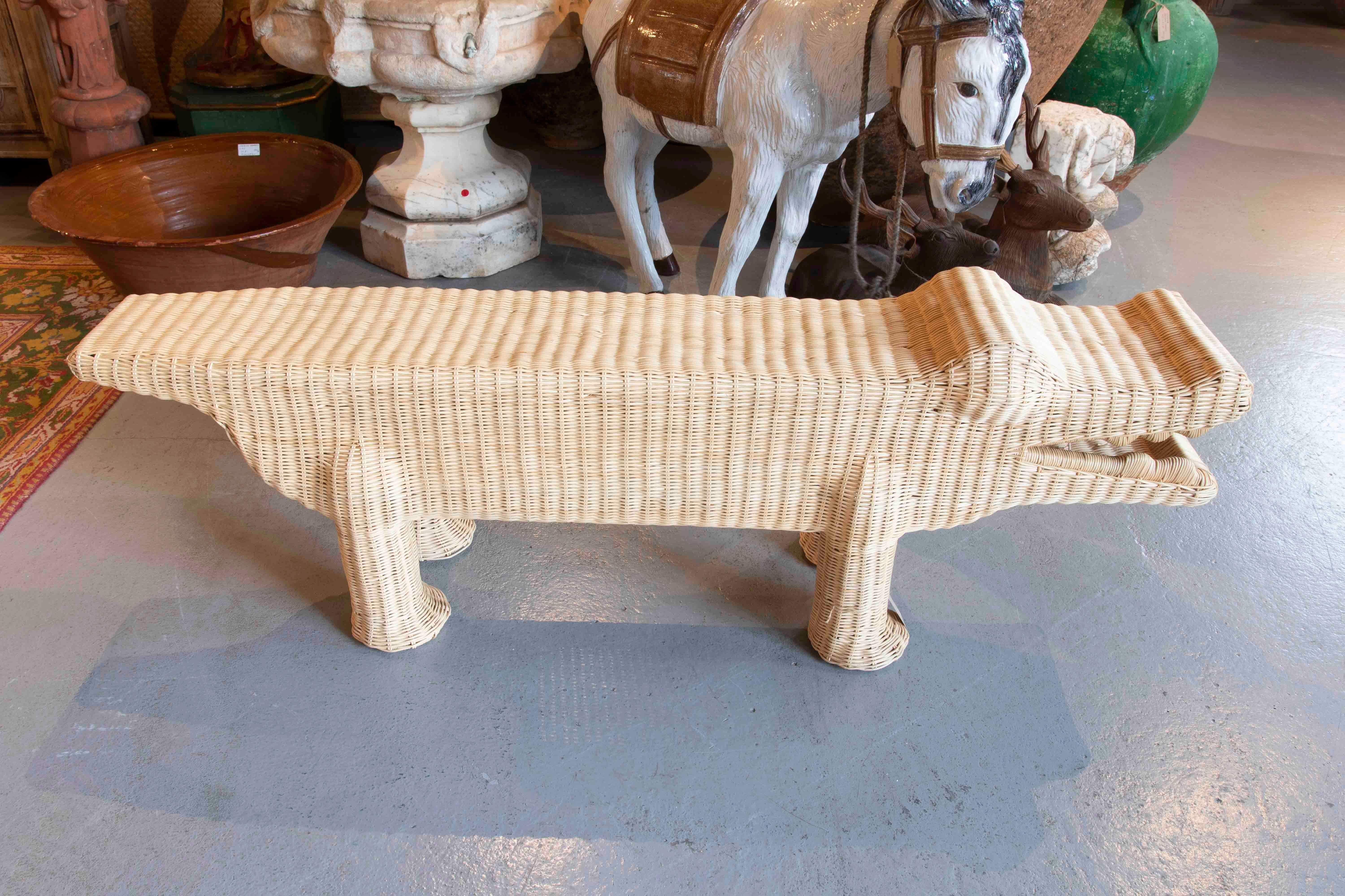Banc Crocodile en osier avec structure en fer dans le ton Naturel en vente 3