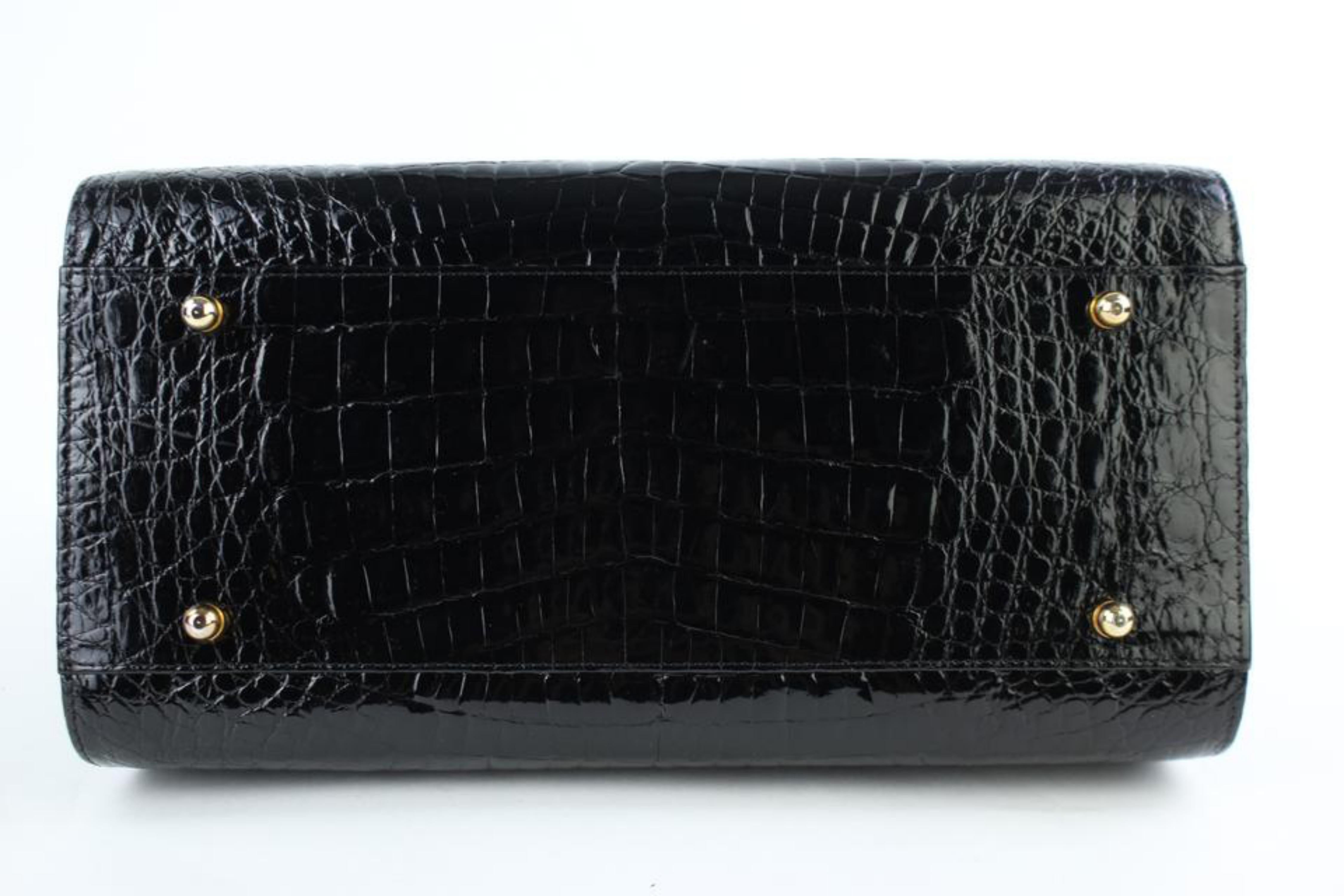 Crocodile Crossbody Kelly 12mt922 Black Leather Satchel For Sale 5