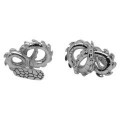 Croc Cufflinks in Solid 18ct White Gold by Designer Ohliguer, Australia
