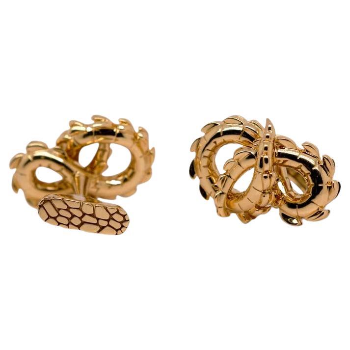 Crocodile Cufflinks in 18ct Yellow Gold For Sale