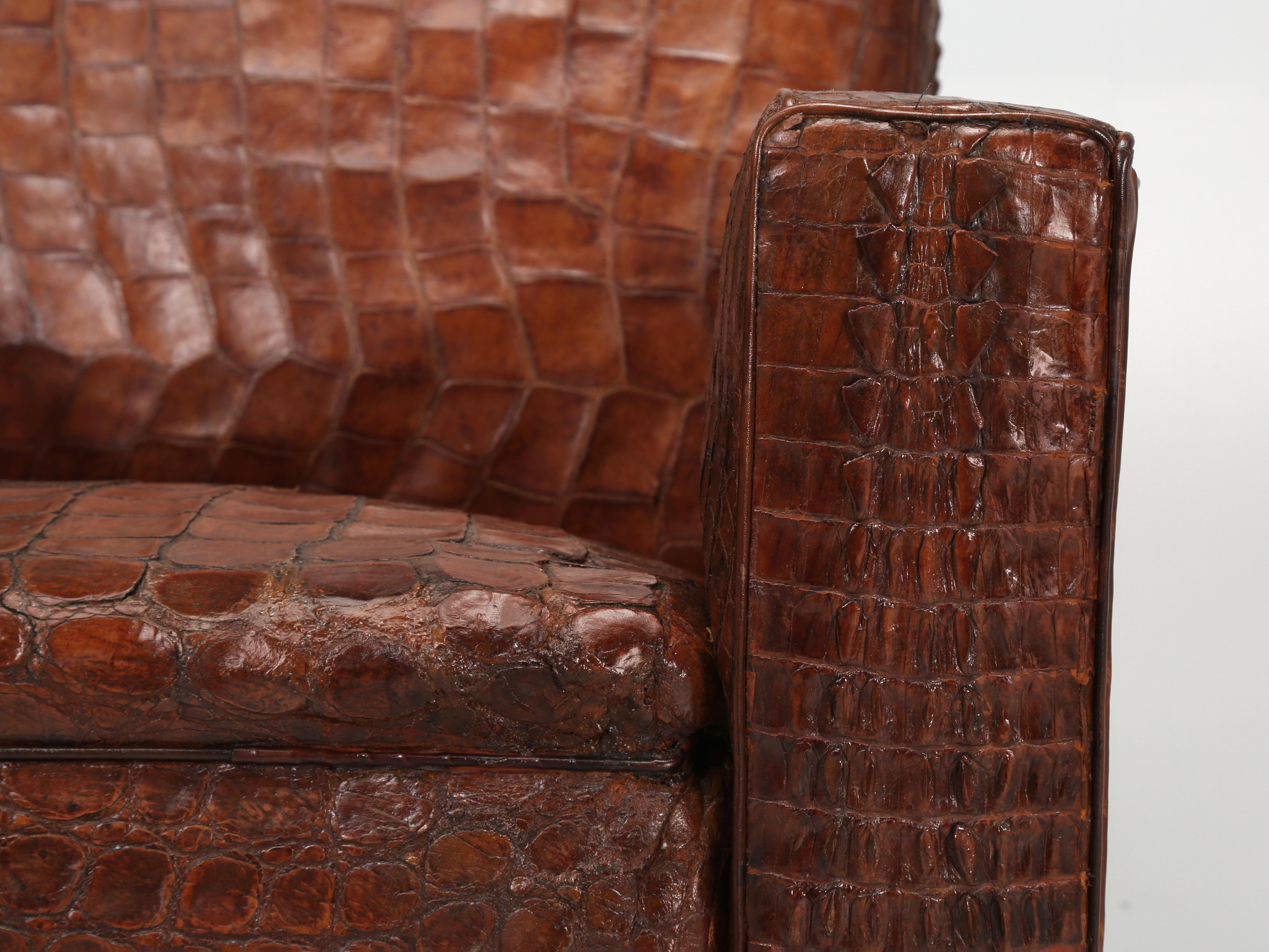 Crocodile French Club Chair Style of Jean-Michel Frank Sympathetic Restoration For Sale 8