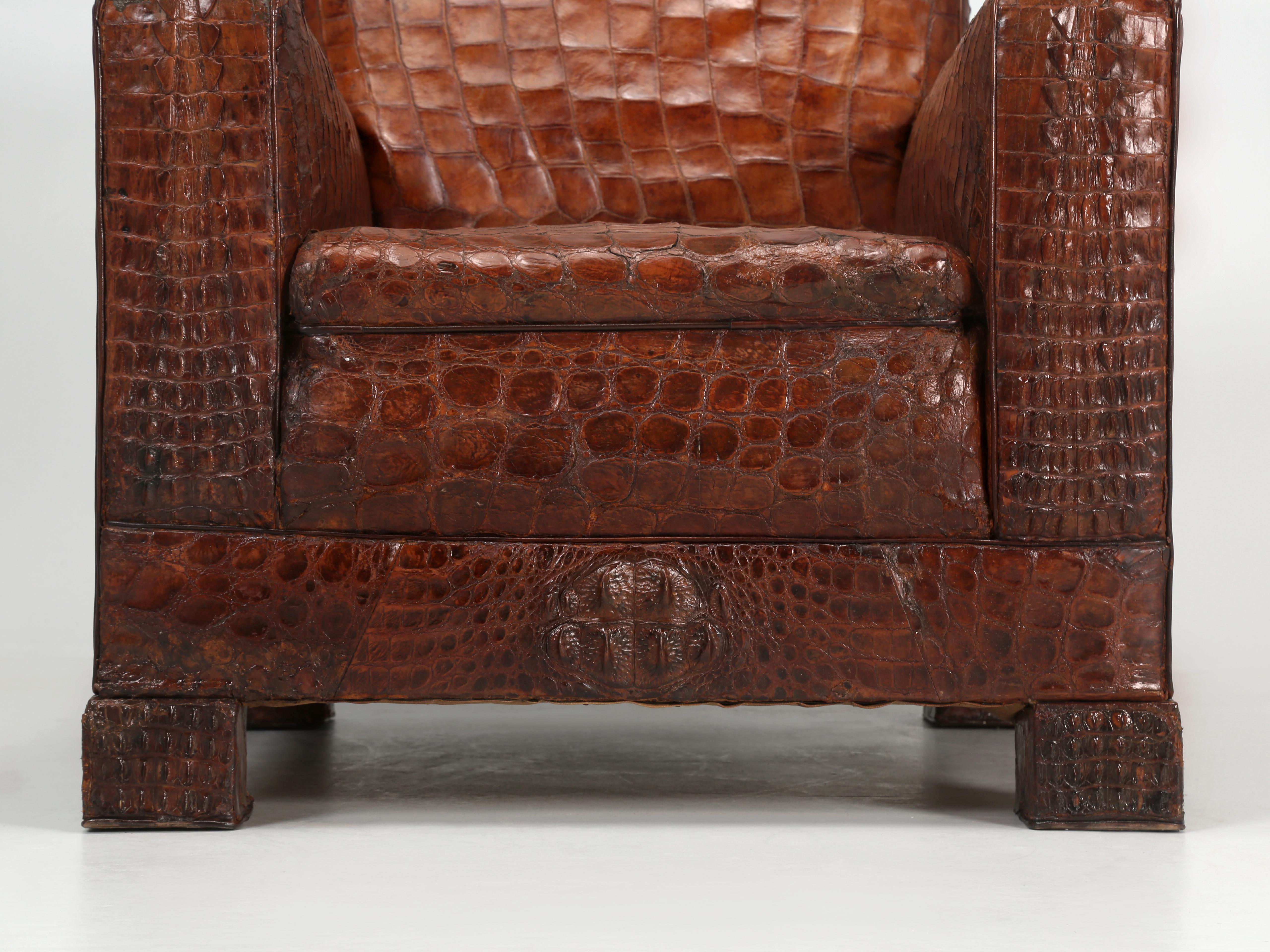 Crocodile French Club Chair Style of Jean-Michel Frank Sympathetic Restoration For Sale 12