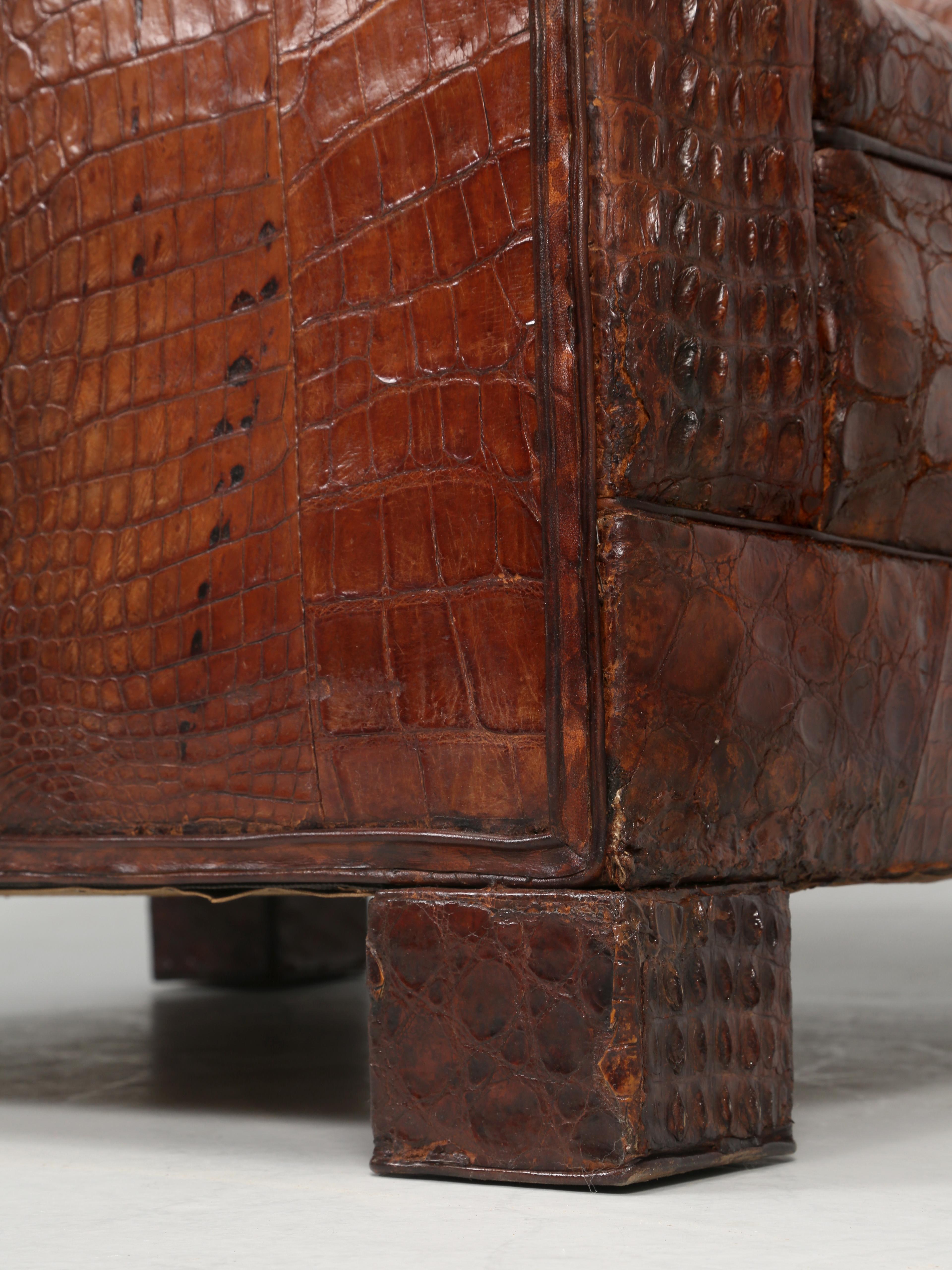 Crocodile French Club Chair Style of Jean-Michel Frank Sympathetic Restoration For Sale 13